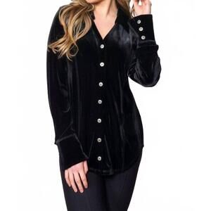 NEW SNOSKINS plush velvet button shirt in sapphire